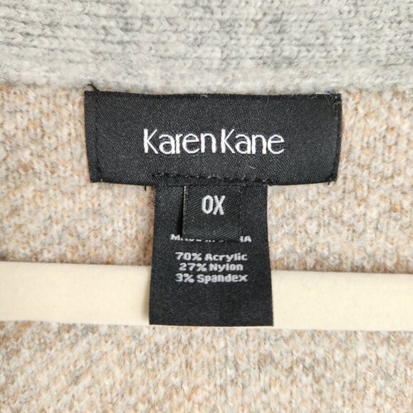 Karen Kane Leopard Print Button Front Cardigan Sweater Gray Beige OX - Picture 2 of 9